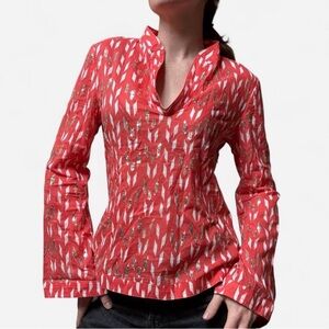 Tory Burch Bergdorf Goodman Coral Gold Sequined Tunic Size 6